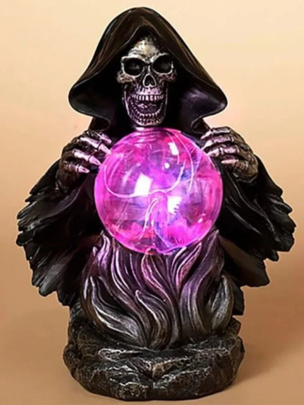 Grim Reaper Mysterious Plasma Orb Lighted Static Magic Ball Halloween Decoration